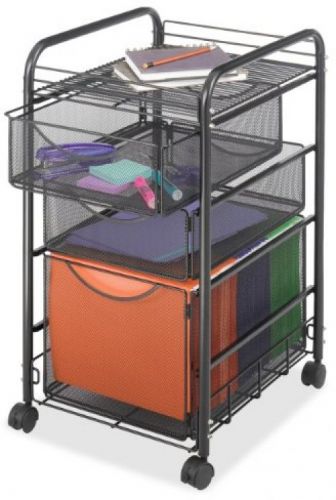 5213BL 3 Drawer Mesh Mobile Rolling File Storage Cart, Letter Size, Onyx/Black