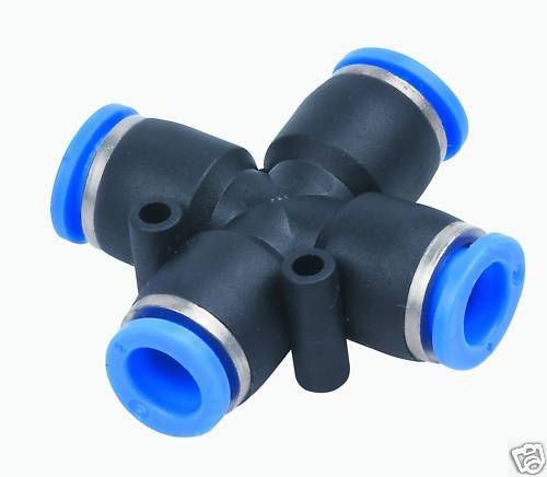 Push In Lock Air Fitting Union Cross Manifold 5/32&#034; OD