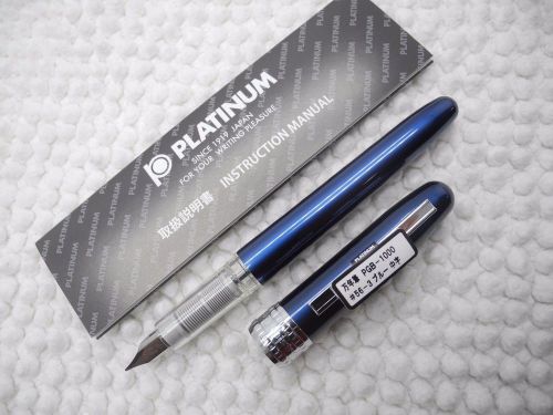 BLUE Platinum Plaisir 0.5mm Medium fountain pen w/cap free 2 cartridges NO BOX