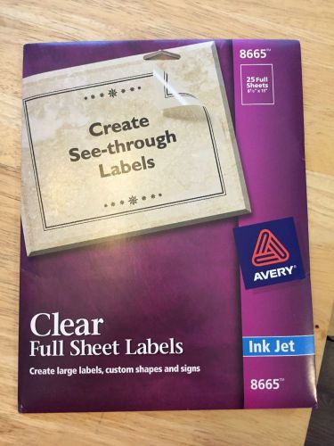 Avery Clear Full-Sheet Labels, Inkjet Printers, 8.5 x 11 Inches, Pack of 25 8665