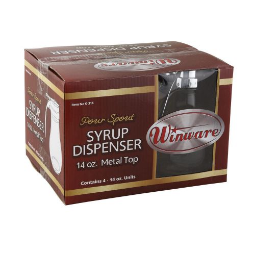 Winco G-316, 14-Ounce Glass Syrup Dispenser, 4-Piece Set