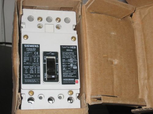 Siemens HEB3B060B Circuit Breaker 3 Pole 60 Amp 600 Volt Type HEB