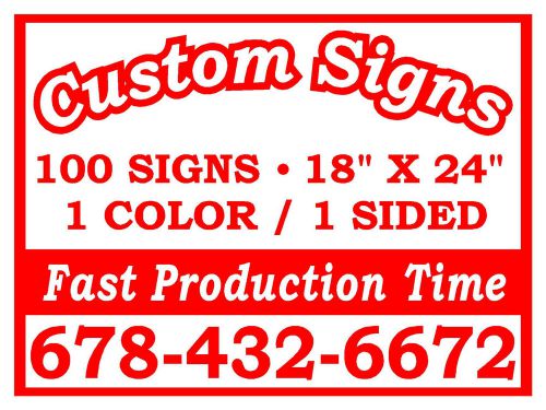 (100)18x24 ONE COLOR SINGLE SIDED CUSTOM POLITICAL YARD SIGNS