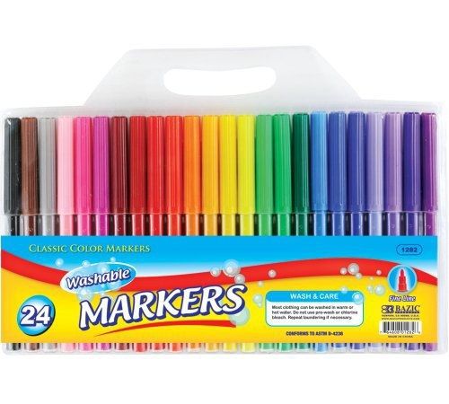 Bazic BAZIC 24 Fine Line Washable Watercolor Markers, Case of 12