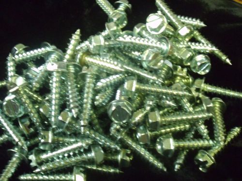 #12 x 1&#034; WASHER HEX HEAD SLOTTED TAP SCREWS ZINC BLUE (QTY 99) #J55230