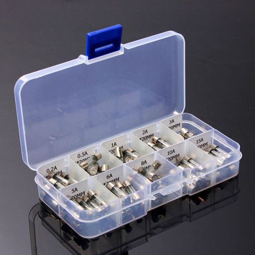 New 100Pcs 5x20mm Electrical Fuse Amp Fast-blow Glass Fuse Box