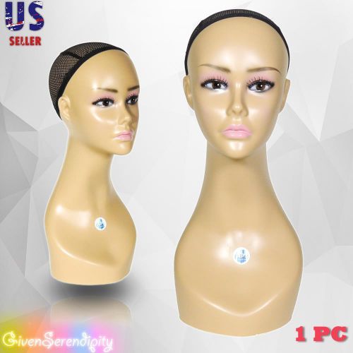 Realistic Plastic Female MANNEQUIN head lifesize display wig hat 18&#034; B2