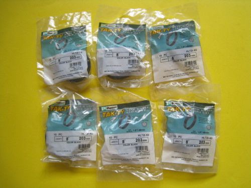 Lot of 6 New Pack of 10 Panduit TAK-TY Hook &amp; Loop Cable Ties HLT2I-X0 8&#034; Black