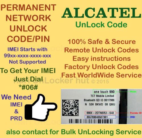 Alcatel permanent network unlock code-pin for orange roya for sale