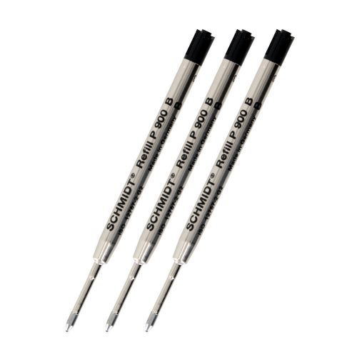 Schmidt P900 Parker Style Ball Pen Refill, Broad, Black , Pack of 3 (81273)