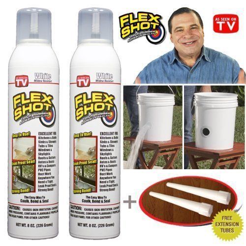 FLEX SHOT White - As Seen On TV - 2 pack JUMBO can + 2 extension tubes 16106 New