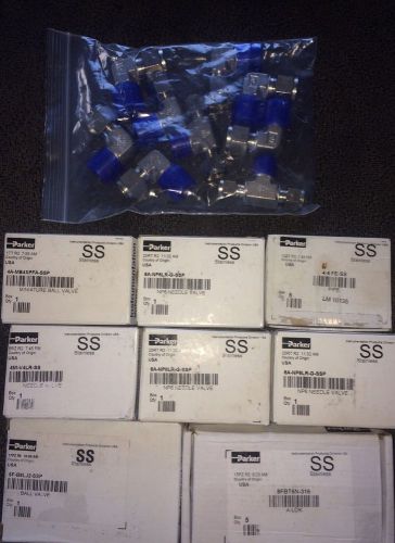 Parker fluid connectors, valves and fittings nos bulk lot for sale