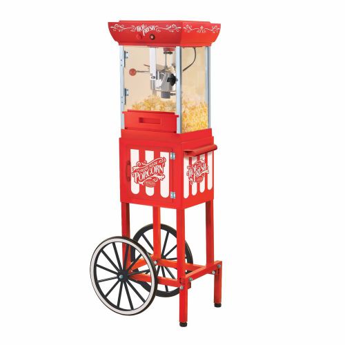 Movie Theater Popcorn Machine Maker Popper With Cart Stand Time