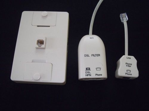 PHONE LINE FILTERS(3) DSL  (1) PLUG IN (2) CORDS BEIGE COLOR