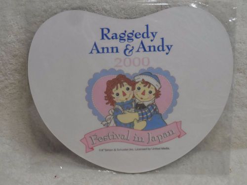 2000 RAGGEDY ANN &amp; ANDY Festival in Japan Rubber Backed Mouse pad Heart Shaped