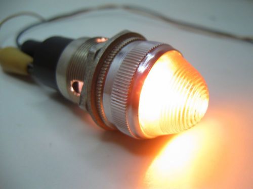 Vintage dialco panel mount indicator light 1” orange beehive dome lens w/ bulb for sale