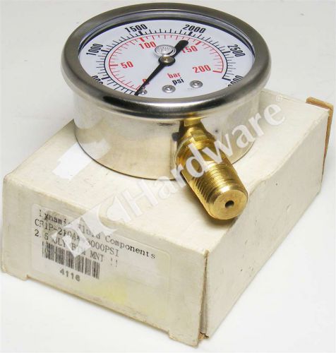 New Dynamic Fluid Components CF1P-210A Glycerine Filled Pressure Gauge 3000 PSI