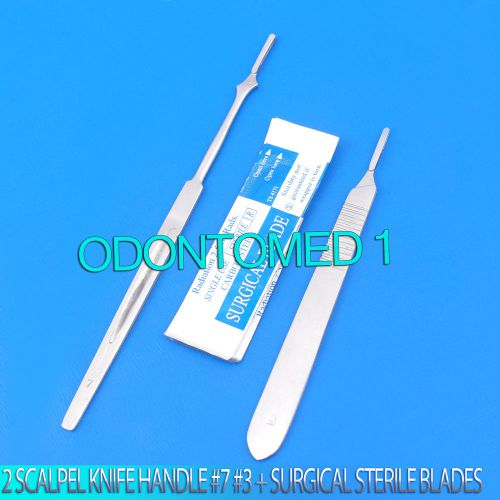 SCALPEL KNIFE HANDLES #3 #7 WITH 10 STERILE SURGICAL BLADES #15