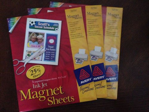 Avery Printable Inkjet Magnet Sheets 8-1/2 x 11 White 3-Pk  5 Sheets ea 15 Total