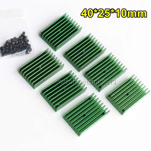 7pcs Green 40x25x10mm Aluminum Heat Sink With M3 Screws For IC / CPU