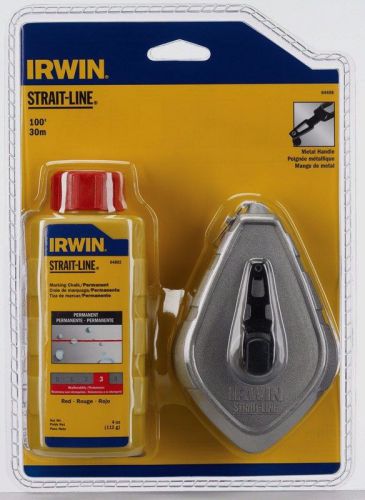 New! IRWIN STRAIT-LINE CHALK &amp; REEL COMBO SET 4 OZ RED CHALK + 100&#039; LINE 1932881