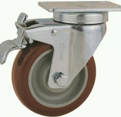 5&#034; Swivel Caster Total Lock Brake Maroon  Tread Set of 4