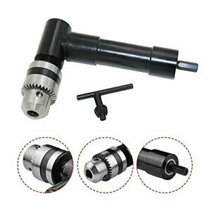 YWKOW Aluminium Head Right Angle Drill Attachment 90 Degree Handle Chuck Key ...