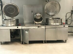 Dual Cleveland KDM-40T Kettles with steam generator &amp; 6 gallon kettle