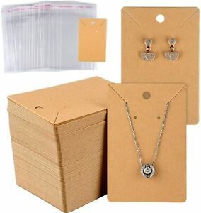 MIAHART 150 Set Earring Card With Pcs Bags Holder Blank Kraft Paper Tags