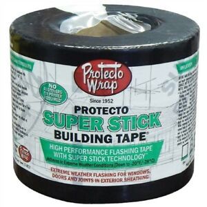 Protecto Wrap Super Stick 6 in.   W X 75 ft. L Synthetic Flashing Tape Black