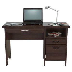 47 In. Rectangular Espresso 2 Drawer Computer Desks with Keyboard Tray