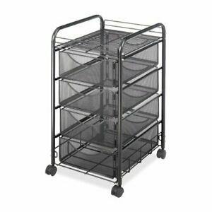 Safco Products Onyx Mesh 4 Drawer Rolling File Cart 5214BL Black Powder Coat ...