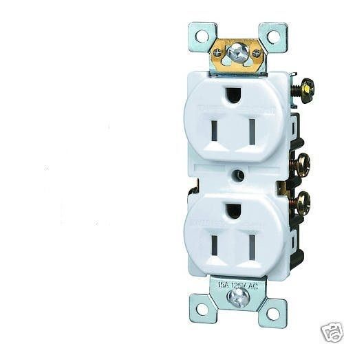 10/PK Standard Duplex Receptacles 15A White Outlet Nema 5-15R Plug UL Listed