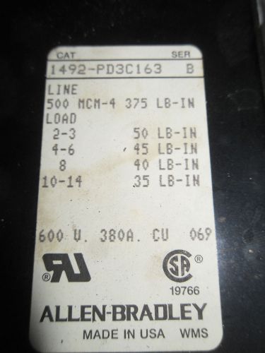 (y1) 1 used allen bradley 1492-pd3c163 ser b power block for sale