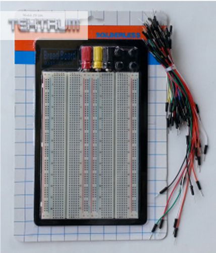 TEKTRUM EXTERNALLY POWERED SOLDERLESS 1660 TIE-POINTS BREADBOARD W/ JUMPER WIRES