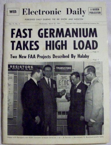 IRE WESCON CONVENTION 1961 DAILY NEWS Vol. 11 No. 3 FAA Aerospace