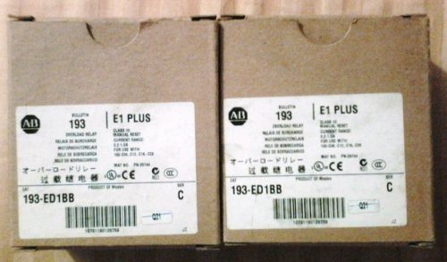 2 NEW ALLEN BRADLEY 193-ED1BB  SER C 0.2-1A OVERLOAD RELAY Class 10 Manual Reset