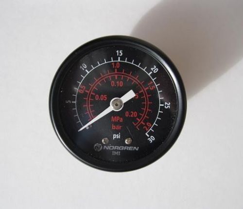 NEW NORGREN 18-013-207 PRESSURE GAUGE 0-30 PSI / MPa / BAR 1/8&#034; NPT 1-5/8&#034; DIA