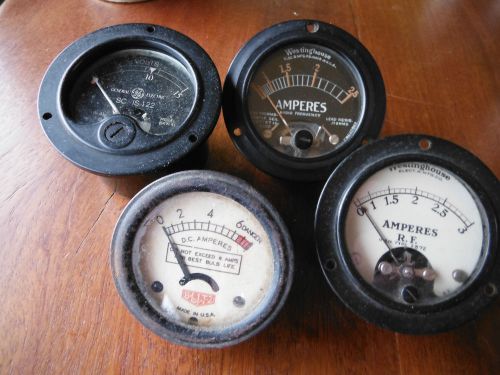 4 Vintage Gauges westinghouse GE Blitz Amperes