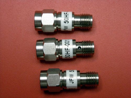 Three (3) JFW 50HF-001 SMA Fixed Attenuators 1 dB / 18 GHz / 50 Ohms