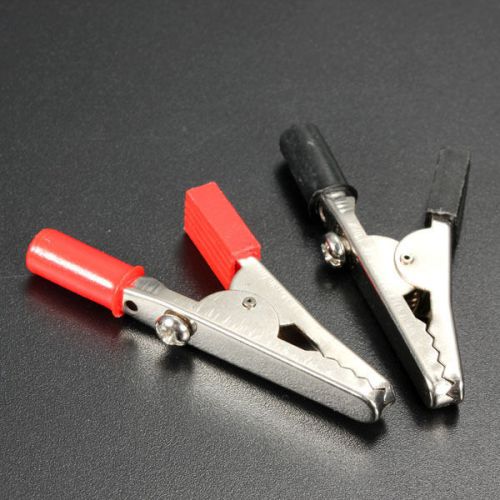 New 2Pcs Red &amp; Black Alligator Clip to 4mm Banana Female Jack Test Adapter 55mm