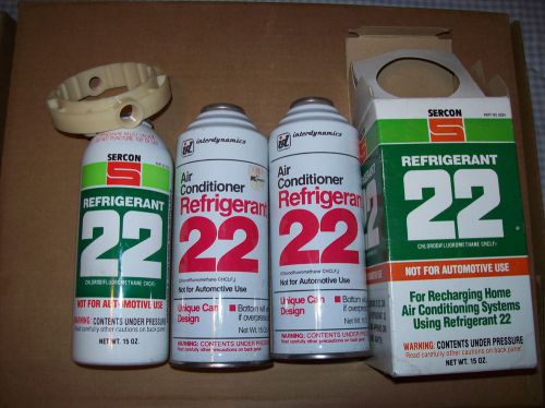 Lot of 3 Sercon and InterDynamics R22 refrigerant, 15oz.  Very good condition!