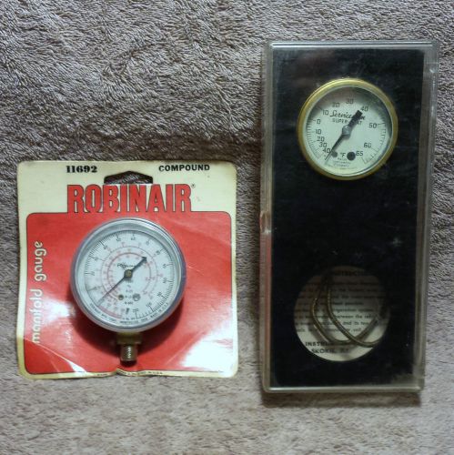 Robinair 11692 Manifod Gauge + Vintage Antique Marsh Super Heat Serviceman Gauge