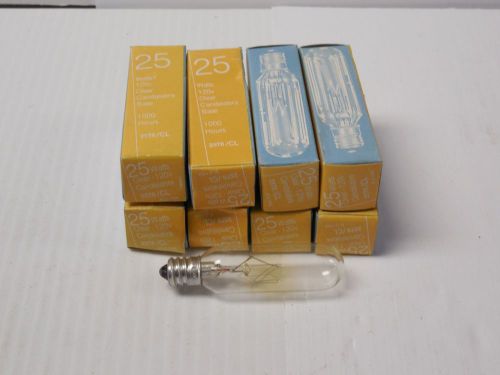 NEW LOT OF 8 NO NAME CANDELABRA CLEAR LIGHT LAMP BULB 25T6/CL 120V 25 WATT