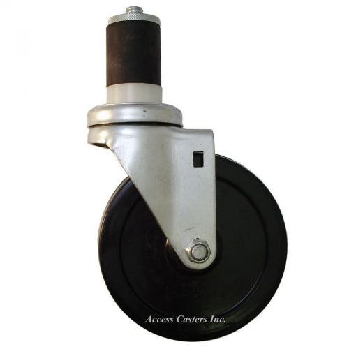 5PDLEXSB 5&#034; Cushion Black Rubber Expansion Stem Swivel Caster, 200 lb. Capacity