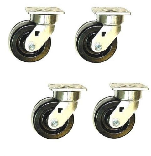 Set of 4 Heavy Duty Albion Phenolic  Casters with 6&#034; x 2&#034; Wheel 1300# Cap