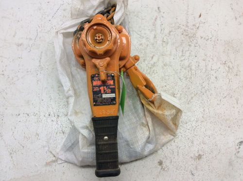 (1) used  harrington lb manual chain lever hoist, 1-1/2 ton, lb015 5ft lift for sale