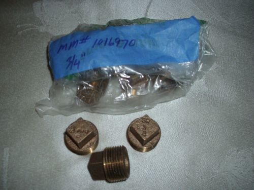 (6) FLAGG BRASS PLUG, SQUARE HEAD, SOLID 3/4&#034;, THREADED