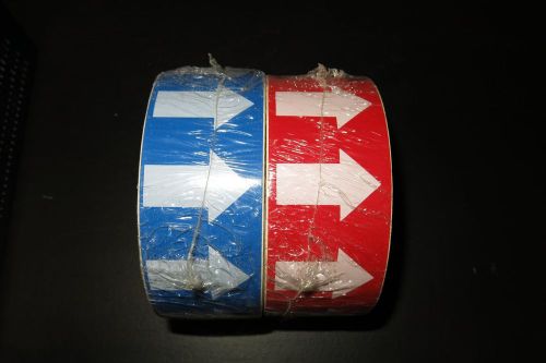 Brady Arrow Tape - 2 New Rolls - Blue &amp; Red ( 91422 + 91423) - 2&#034; x 90&#039;