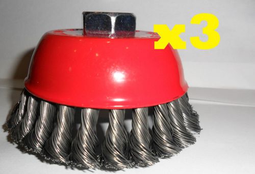 X3 knotted angle grinder cup wheel 3&#039;&#039; for 5/8&#039;&#039; arbor for sale